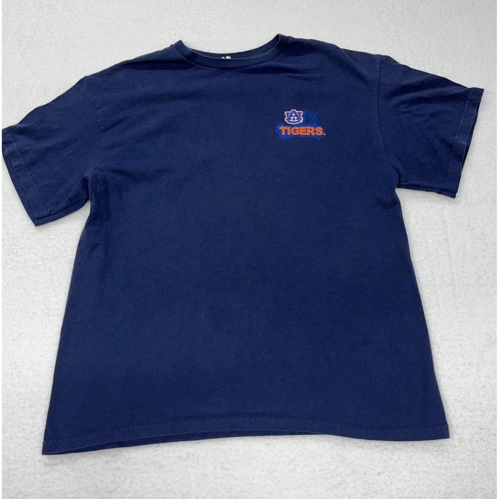 Auburn Tigers Shirt Mens Large Navy Blue War Eagle Scariest Words Graphic Tee